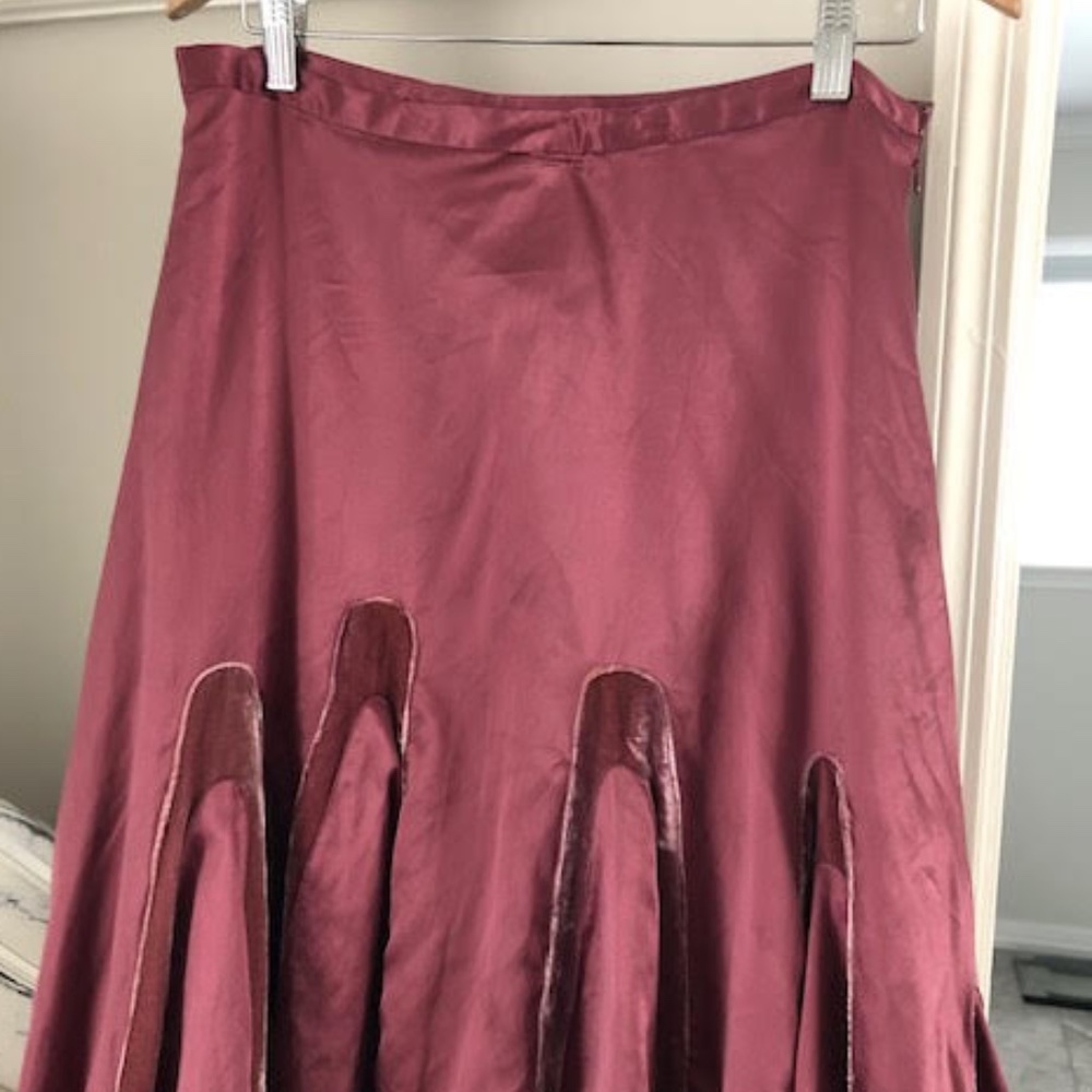 Satin + Velvet Ruby-colored Skirt